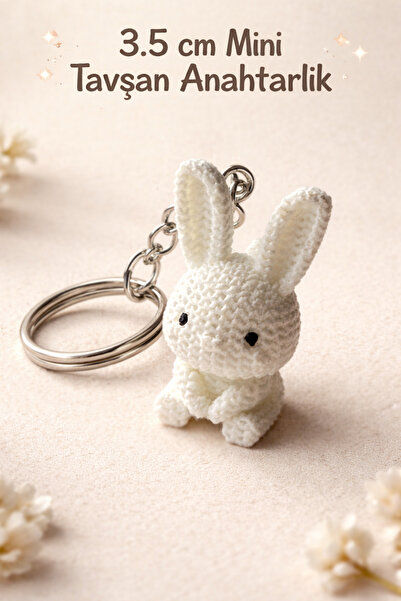 TKN Mini Tavşan Sevimli Anahtarlık 3.5 cm Çanta Süsü Hediyelik