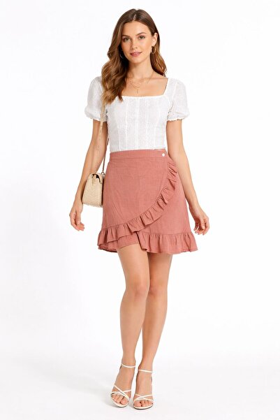 FBI Powder pink mini skirt with ruffles