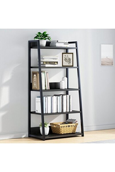 Vivendo Biblioteca moderna tip scara, cadru metalic si blat MDF, 5 rafturi - ...