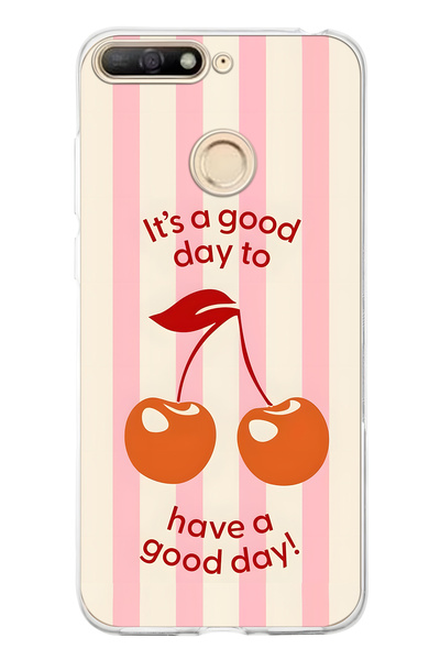 FLAMENKO حافظة هاتف شفافة بنمط الكرز متوافقة مع هاتف هواوي Y6 2018