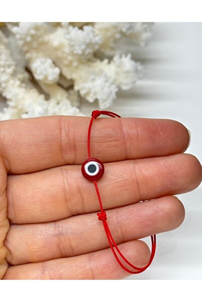 gemsartdeco Red string bracelet with evil eye bead - single
