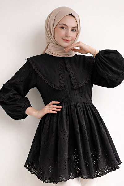 benguen Baby Collar Scallop Tunic A1420 Black