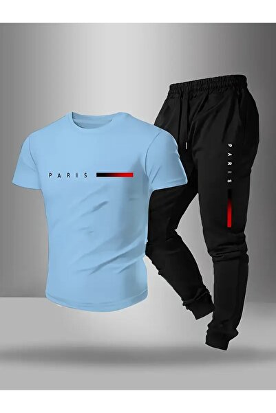 puolikuu Men's Oversize Tracksuit Set - Pariss Printed T-Shirt - Tracksuit