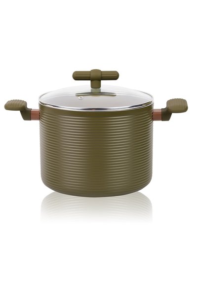 GRÜNBERG Oală din aluminiu cu capac, interior antiaderent, compatibilă cu inducția