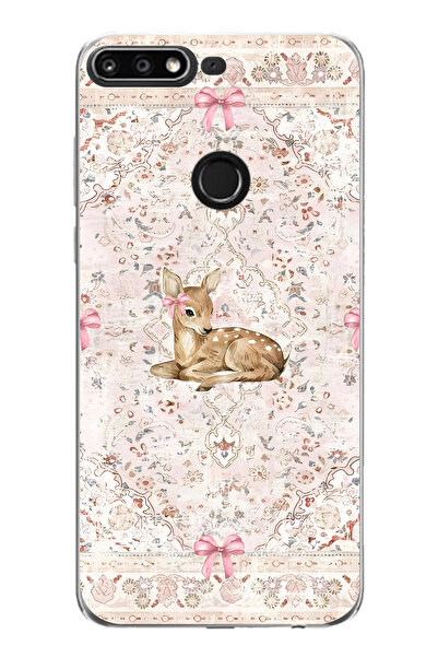 FLAMENKO حافظة هاتف شفافة متوافقة مع هواوي Y7 2018 بنمط الغزلان والفيونكة