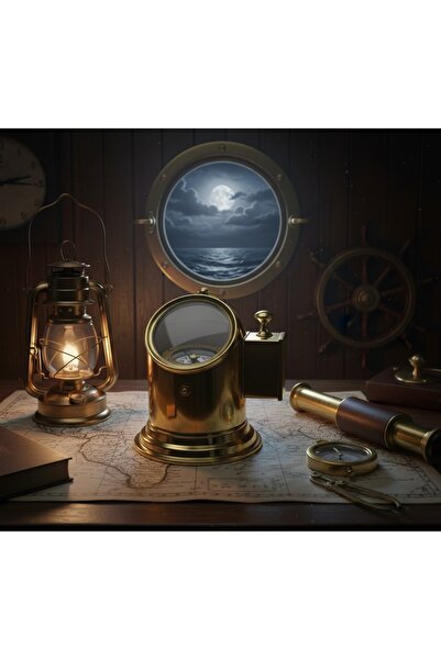 Kuzey Tacı Nautical Antique Series: Genuine Brass Ship Compass with Binnacle ...