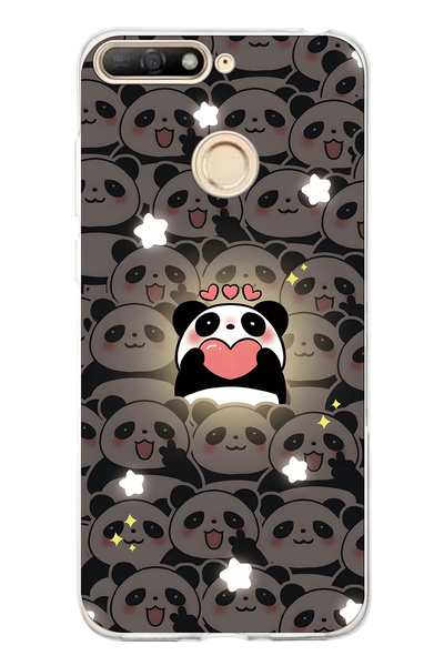 FLAMENKO حافظة هاتف شفافة متوافقة مع هاتف هواوي Y6 2018 بنمط الباندا اللطيف