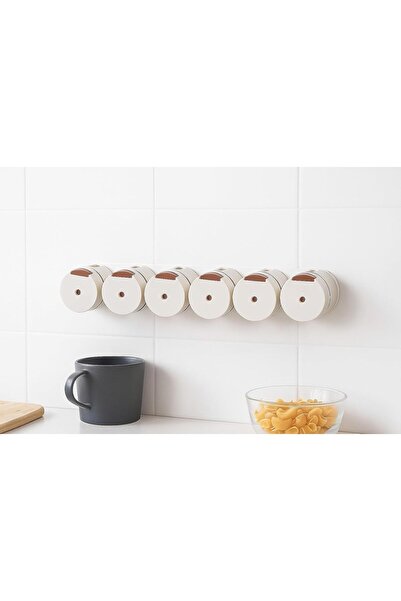 SHOPPINO Wall-Mounted Magnetic Spice Rack, Rotating Containers, White, ABS Ma...