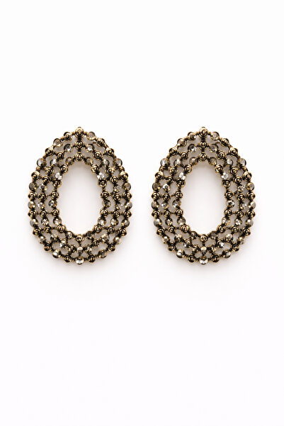 Angelovia Oval Stone Copper Plated Women's Steel Earrings
