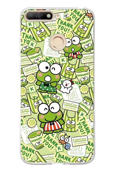 FLAMENKO حافظة هاتف شفافة متوافقة مع هاتف هواوي Y6 2018 بنمط الضفدع اللطيف