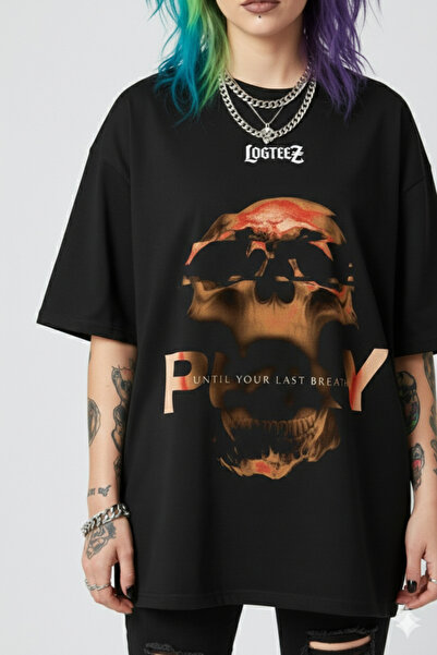 Agolady Logteez Black Design Printed Streetwear Oversize T-Shirt