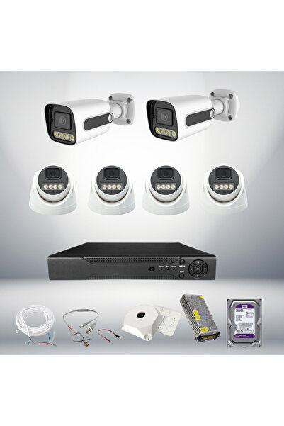6'lı İç Dış Mekan Güvenlik Kamera Seti – 2MP 3.6mm Full Color Serisi