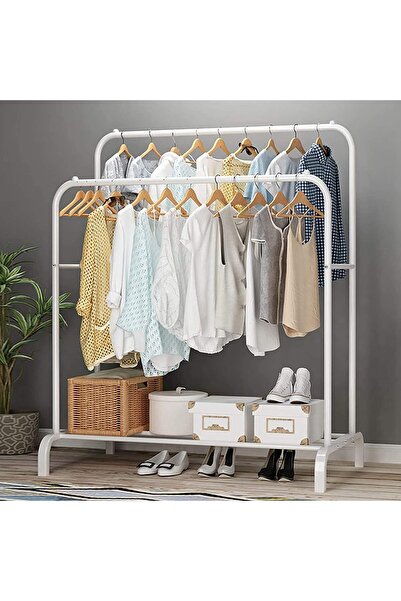 Vivendo EasyRack Vivendo® Metal Clothes Rack with 2 Bars, Non-Slip Protection...