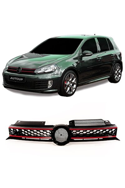 Volkswagen Grilă radiator stil GTI pentru Golf 6 2008-2013 negru/roșu lucios