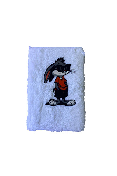 mercanpromosyon Coral Cute Rabbit Plush Notebook - Soft Furry Fun School and ...