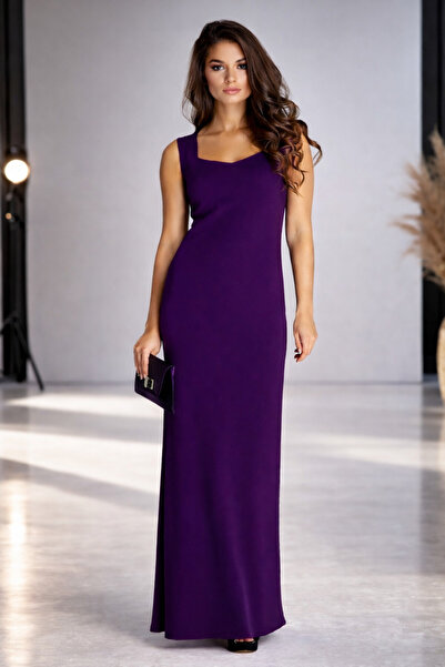 Laranor Mürdüm Beşgen Yaka Detaylı Balık Model Abiye Davet Şık Elbise 14L4113