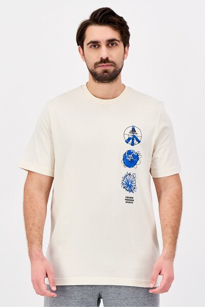 adidas Men Sportswear Fit Short Sleeve Outdoor T-Shirt, Beige