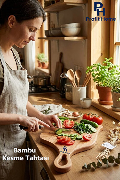 Profit Home Natural Bamboo Cutting Board and Presentation Tray - Knife-Friend...