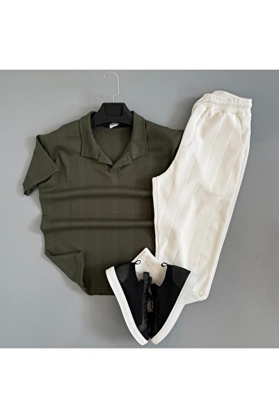 WENMİNG Men's Ottoman Fabric Summer Polo Collar T-Shirt and Pants Combination