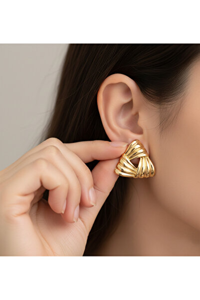 Ervalina Striped Triangle Women's Earrings