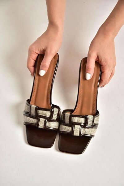 Fox Shoes Y820500209 Brown Thin Heeled Women's Slippers