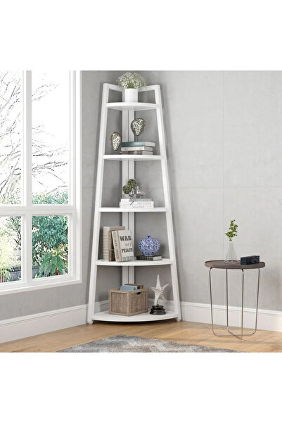 Vivendo Corner bookcase with 5 shelves, white, 52 x 34 x 110cm
