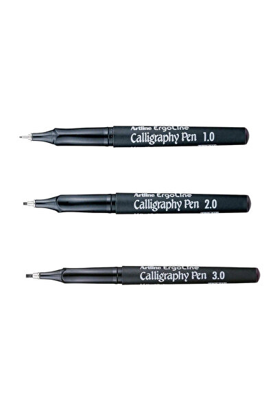 artline Ergoli̇ne Calli̇graphy Pen (1.0-2.0-3.0 Black Set) (Three Pieces)