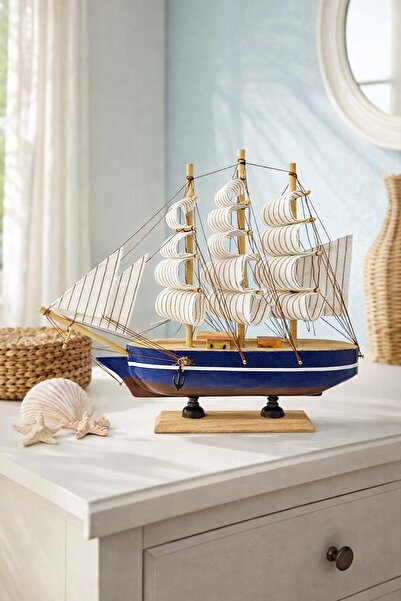 HediyeFilesi Büyük Boy El Yapımı Ahşap Yelkenli Gemi Maketi 24 x 24 CM – Deko...