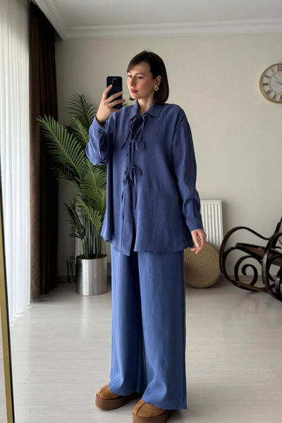 Kubos Moda Modal Indigo Shirt Pants Set