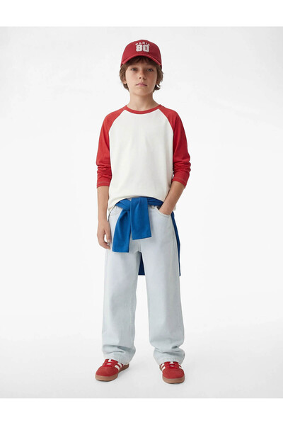 Koton Renk Bloklu Ekru Erkek Çocuk Uzun Kollu T-shirt 6SKB10321TK