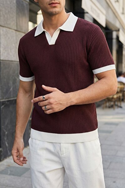 Livio Ferri Köyten Regular Fit Men's Short Sleeve Knitwear Polo Neck T-Shirt ...