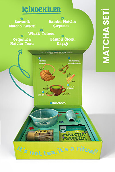 Organuca Matcha Tozu ve Matcha Hazırlık Seti 25 Porsiyon