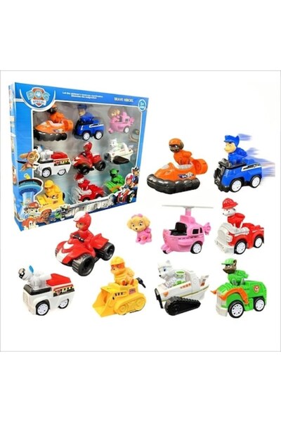 AjieQaQ Set Patrula Cățelușilor, 9 Mașini de Colecție, Vehicule de Salvare, M...