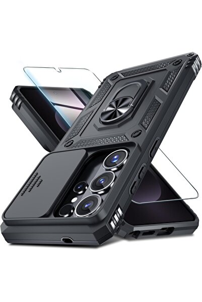 Kipgsm Samsung Galaxy S26 Ultra Uyumlu Ekran Koruyucu Kılıf Sürgülü Yüzüklü S...