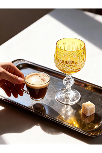 Margerie Crystal Goods كوب قهوة مارجيرى أوفيليا بوهيميا كريستال مقطوع يدويًا ...