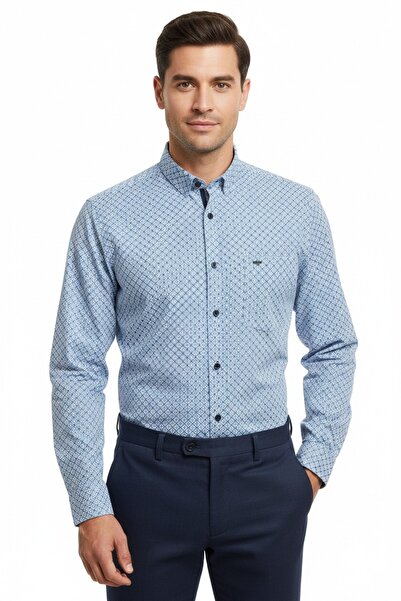 DİO Men’s Premium Geometric Print Shirt – Slim Fit Long Sleeve Casual Formal ...