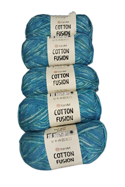 Yarnart КОТОН ФЮЖЪН 5-ЧАСТЕН КОМПЛЕКТ - ЕЛЕГАНТНА ПРЪСТЕНА ЯКА