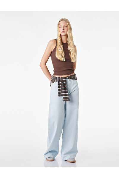 Koton Cotton Low Waist Loose Cut Denim Trousers - Loose Straight Fit Jeans