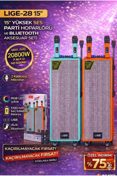 JNUOBI Lige-28 Ahşap Kasa Profesyonel Parti Hoparlörü | Hi-Fi Ses Kalitesi, Ç...