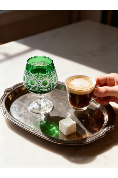 Margerie Crystal Goods كوب مارجيري بافو بوهيميا كريستال مقطوع يدويًا للقهوة و...