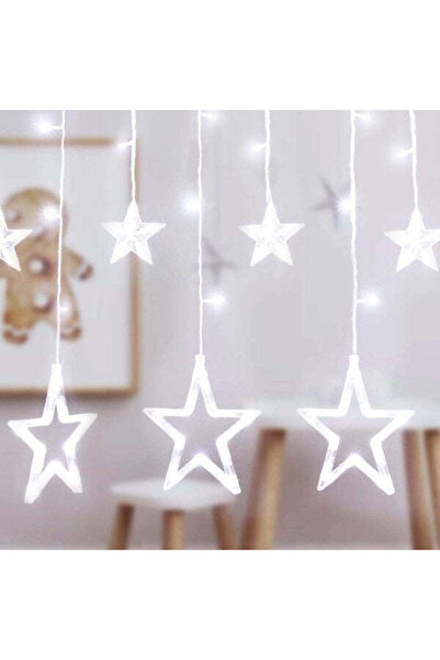 Vivendo Instalatie Craciun Vivendo® Tip Perdea Luminoasa Ploaie, 12 Stele, De...