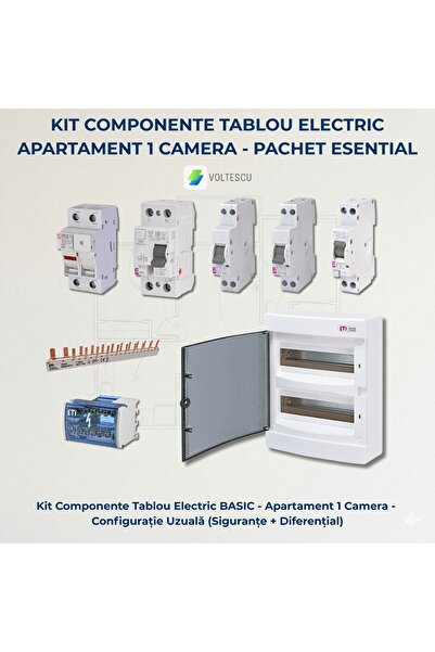 Eti Комплект компоненти за електрическо табло за апартамент/студио с 1 стая, ...