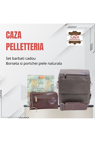 CaZa Pelletteria Men's gift set - genuine Leather purse and key ring