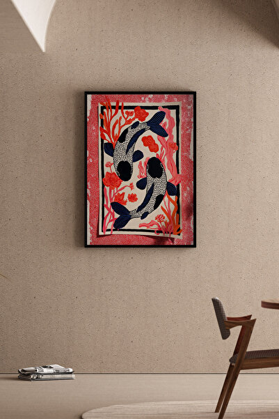 Artiera Κοράλλια Κοράλ: Σχέδιο στο χέρι Ψάρια Κόι, Μοτίβο λουλουδιών Ιαπωνικο...