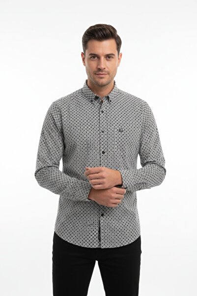 DİO Men’s Premium Geometric Print Shirt – Slim Fit Long Sleeve Casual Formal ...