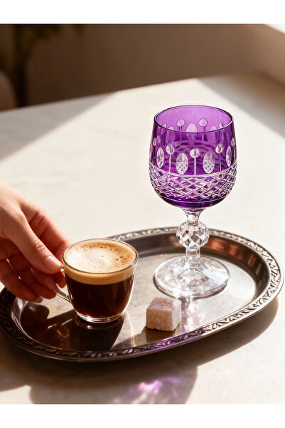 Margerie Crystal Goods كوب قهوة مارجيرى أوفيليا بوهيميا كريستال مقطوع يدويًا ...