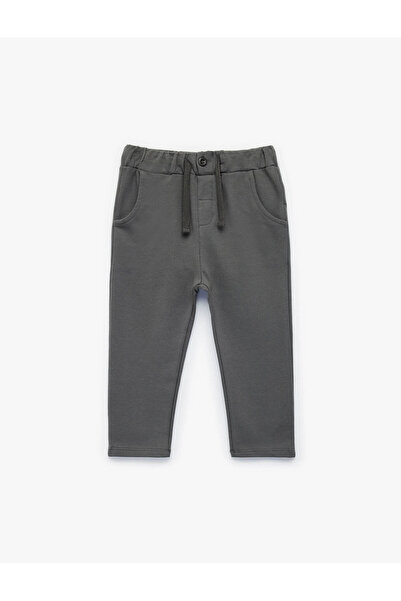 Koton Beli Ayarlanabilir Lastikli Düğmeli Pamuklu Eşofman Altı