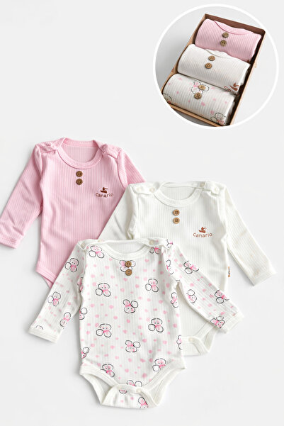 moukou 3-Piece 0-3 Month Boxed Baby Bady 100% Cotton Baby Birth Gift