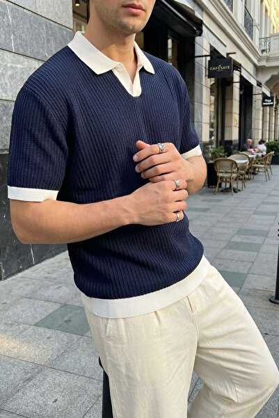 Livio Ferri Köyten Regular Fit Men's Short Sleeve Knitwear Polo Neck T-Shirt ...