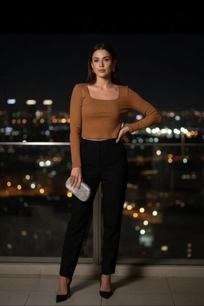 Modafeminen elastic Material textil tricotaj cu striații Bluză 581448 TABA